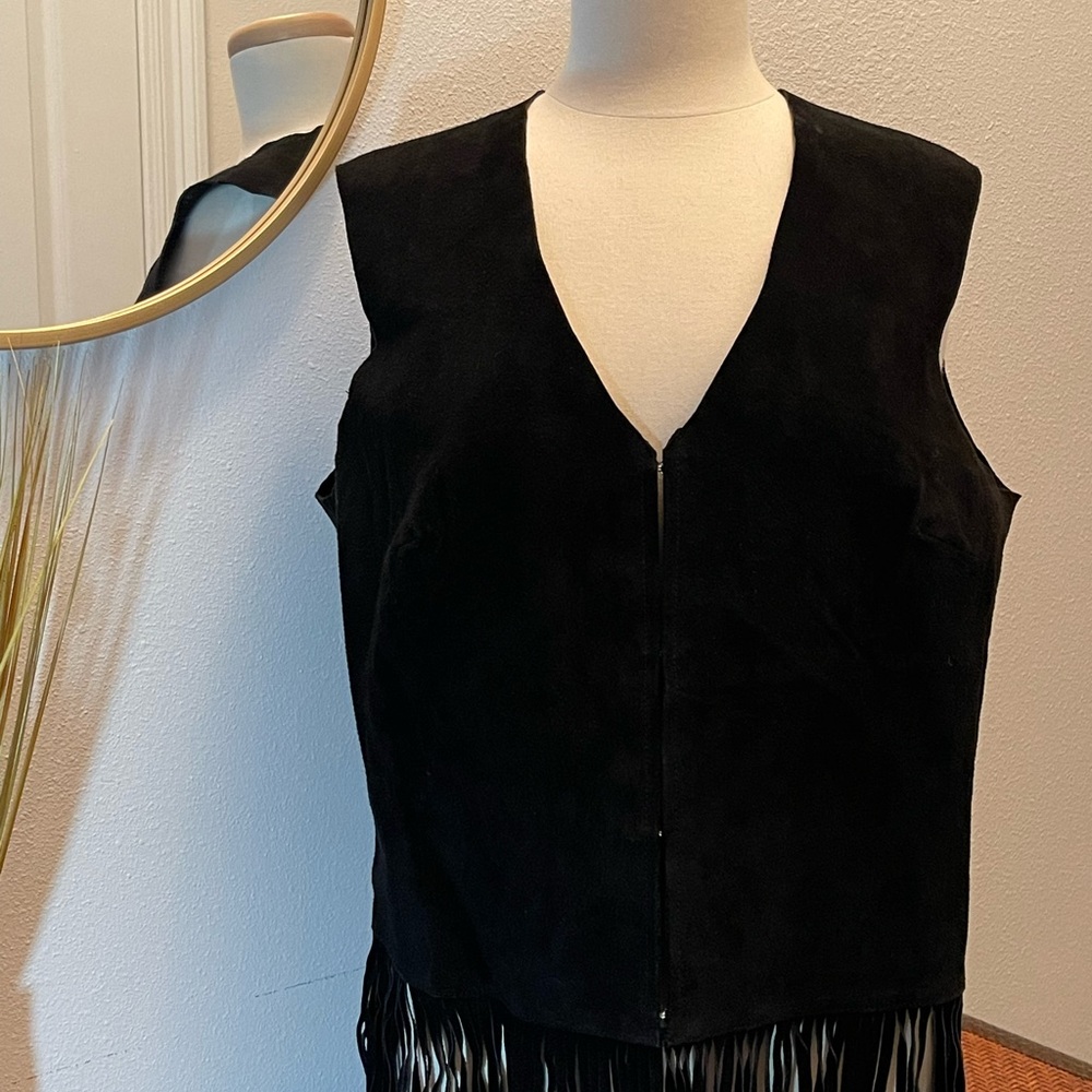 Vintage leather fringe vest